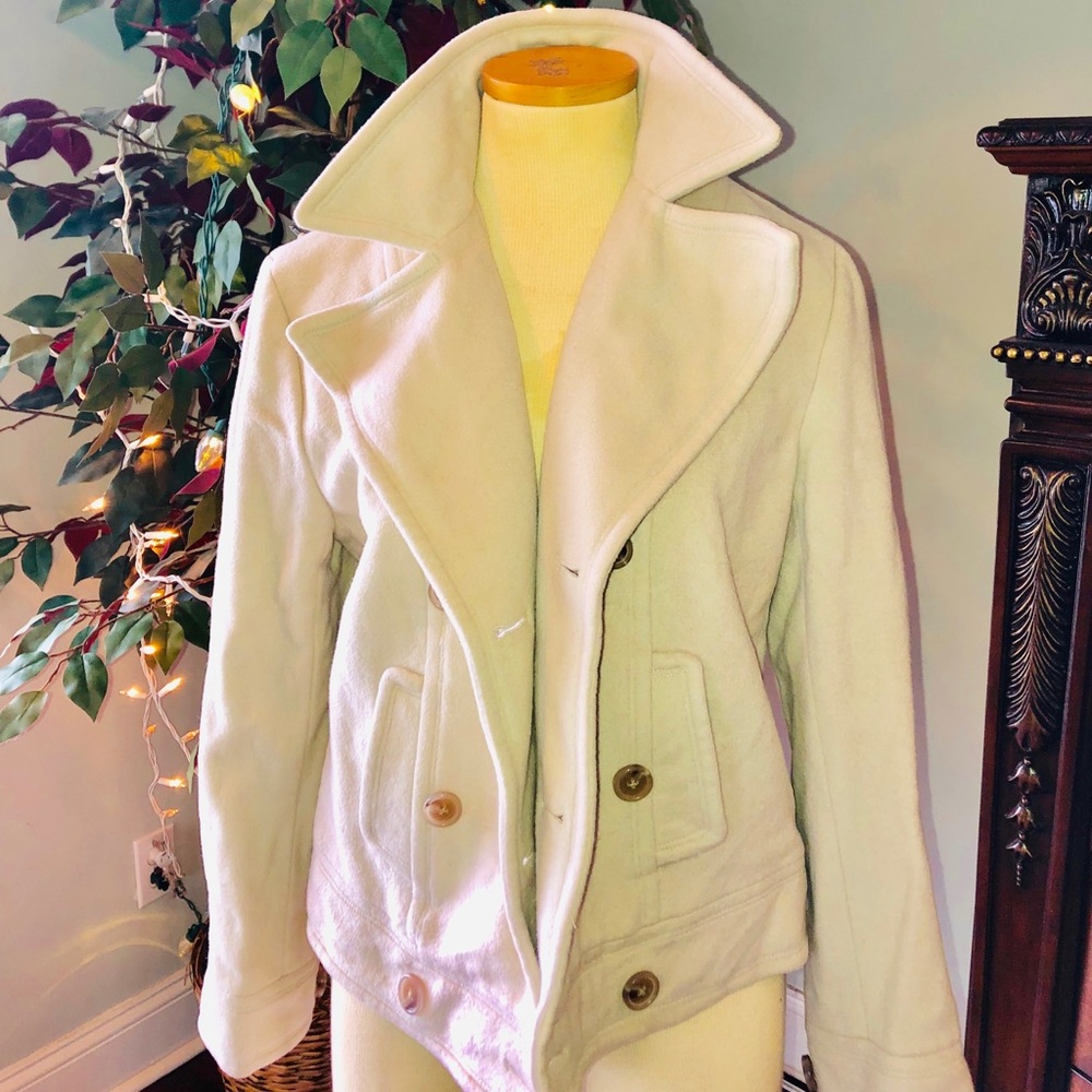 Ann Taylor cream wool jacket midi coat 🧥